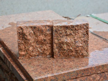 映山红石材自然面小方块样品