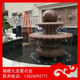 风水球加工厂 枫叶红风水球 石材喷泉雕塑