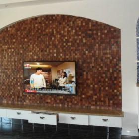 小方块石材马赛克电视背景墙
