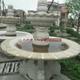 黄锈石石雕喷泉 广场公园大理石流水石雕水钵新款石雕喷泉