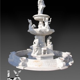 汉白玉西式三层景观喷泉