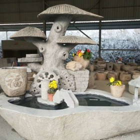 石材雕刻产品 水池 趣味石雕