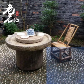 石磨茶盘老磨片茶台茶海庭院摆件中国风磨盘旧石磨家用茶室老石器